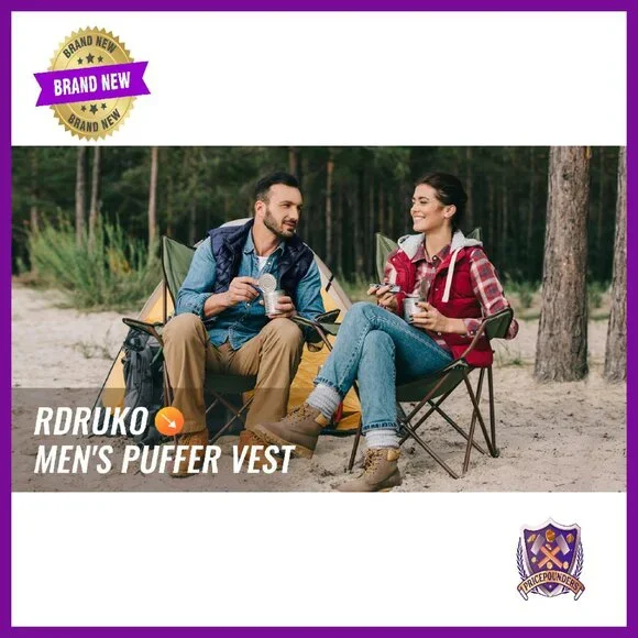 Men's Lightweight Puffer Vest with 5 Pockets, Water-Resistant, Full Zip - Picture 8 of 8